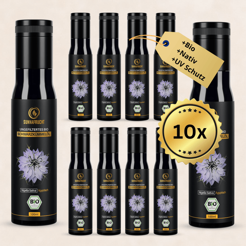 10x Bio Schwarzkümmelöl | 10x 100ml - Sunnafrucht® - Schwarzkümmelöl
