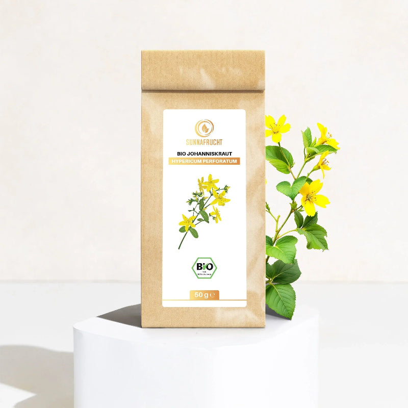 Bio Johanniskraut geschnitten mit Blüten, Hypericum perforatum von Sunnafrucht, 50 g