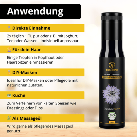 Bio Schwarzkümmelöl | 100ml - Sunnafrucht® - Schwarzkümmelöl