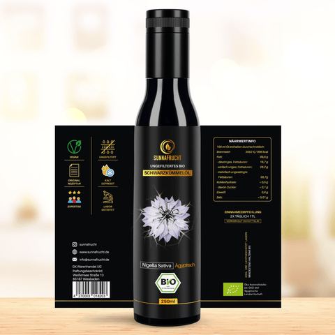 Bio Schwarzkümmelöl | 250 ml - Sunnafrucht® - Schwarzkümmelöl