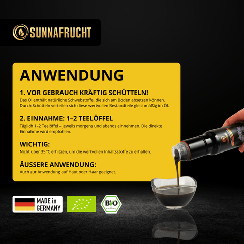 Bio Schwarzkümmelöl | 250 ml - Sunnafrucht® - Schwarzkümmelöl