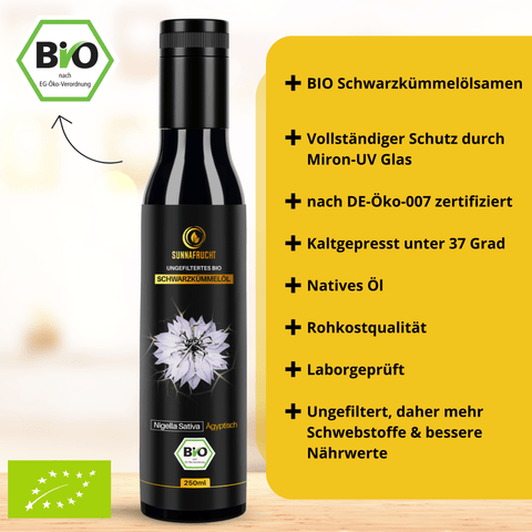 Bio Schwarzkümmelöl | 250 ml - Sunnafrucht® - Schwarzkümmelöl