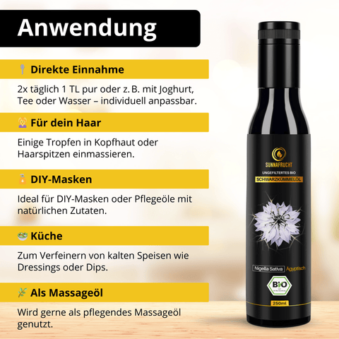 Bio Schwarzkümmelöl | 250 ml - Sunnafrucht® - Schwarzkümmelöl