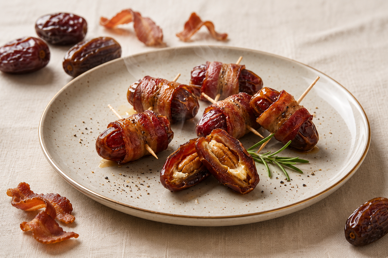 Datteln im Speckmantel: knuspriges Fingerfood mit Rinderbacon