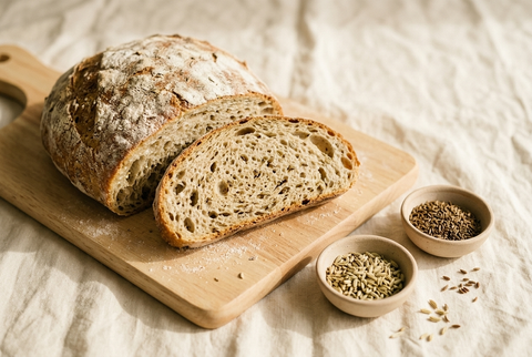 Anis und Fenchel Gewürzbrot frisch gebacken mit ganzen Bio-Samen