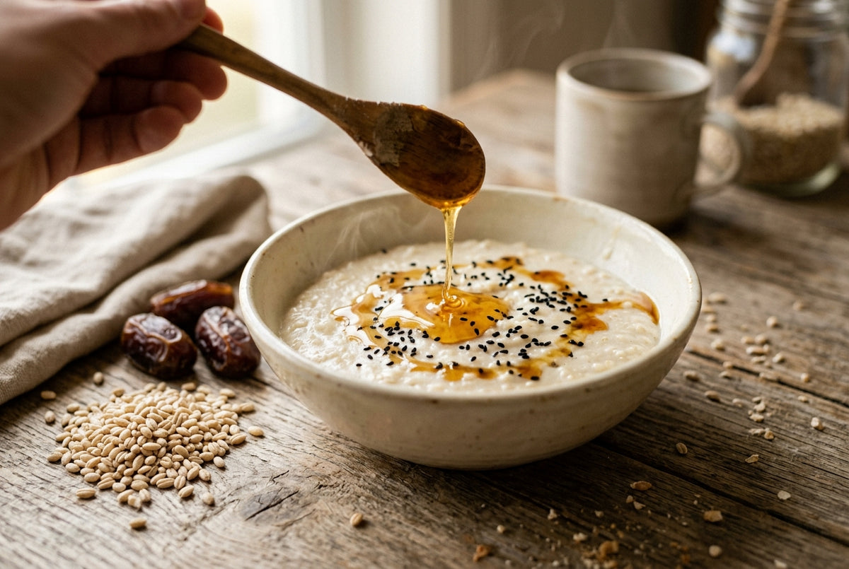 Talbina Rezept: cremiger Gerstenbrei mit Honig und Schwarzkümmel