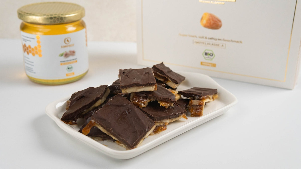 Caramel, Banana Chocolate Date Bark