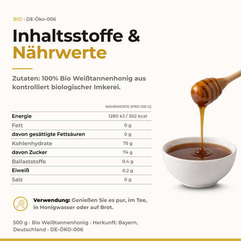 Roh und kaltgeschleuderter Bio Weißtannenhonig in Rohkostqualität