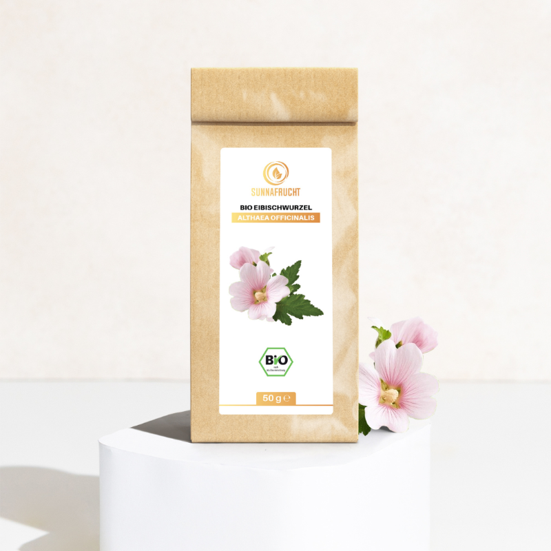 Geschnittene Bio Eibischwurzel von Sunnafrucht im 50 g Aroma-Standbodenbeutel