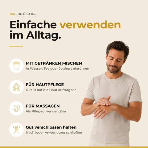 Nahaufnahme des Anti-Oxidation-Ausgussdeckels der Schwarzkümmelöl-Flasche zum Schutz vor Sauerstoff