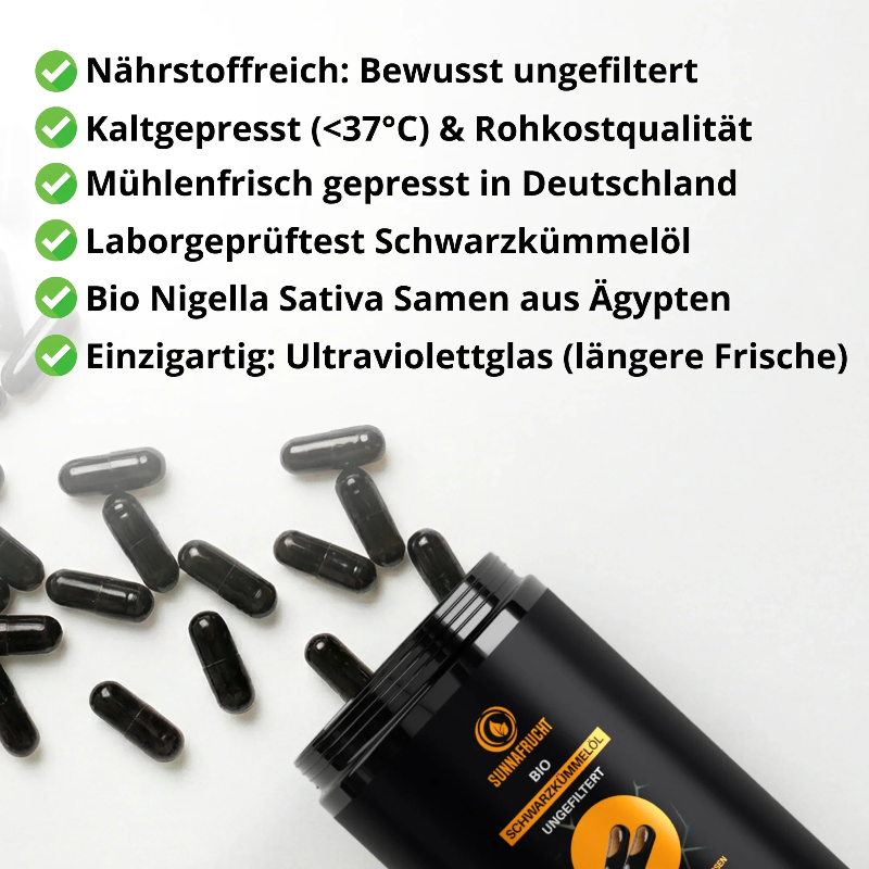 Bio Schwarzkümmelöl Kapseln Ungefiltert 180 Kapseln
