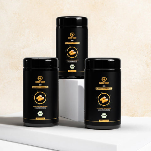 3 Monatskur Bio Schwarzkümmelöl Kapseln | 3x 180 Kapseln - Sunnafrucht® - Schwarzkümmelöl