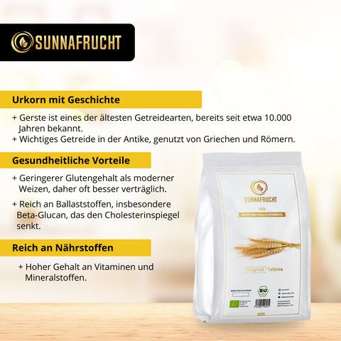 Bio Talbina Set von Sunnafrucht® | Enthält Bio Gerstenvollkornmehl (1kg), Bio Akazienhonig (500g) & Bio Sukkari Rutab Datteln (1kg) | Natürlich & Rein | Ideal für nahrhafte Zubereitungen | Super Frisch & Roher Honig | Aus nachhaltigem Anbau