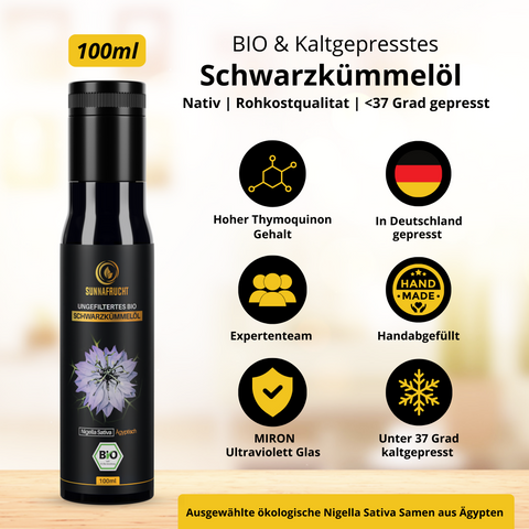 3x 100ml ORGANIC black cumin oil - unfiltered, UV-MIRON bottle