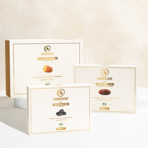 Bio Medjool Datteln 500g, Bio Rutab Sukkari Datteln 1kg, Bio Ajwa Datteln 500g