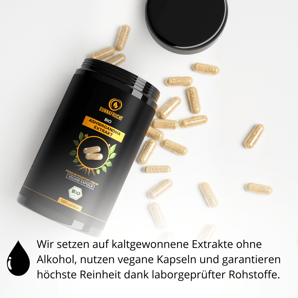 Bio Ashwagandha Kapseln | 180 Kapseln - Sunnafrucht® - Ashwaganda