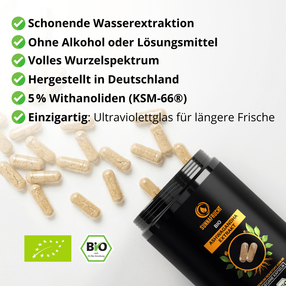 Bio Ashwagandha Kapseln | 180 Kapseln - Sunnafrucht® - Ashwaganda