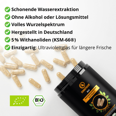 Bio Ashwagandha Kapseln | 180 Kapseln - Sunnafrucht® - Ashwaganda