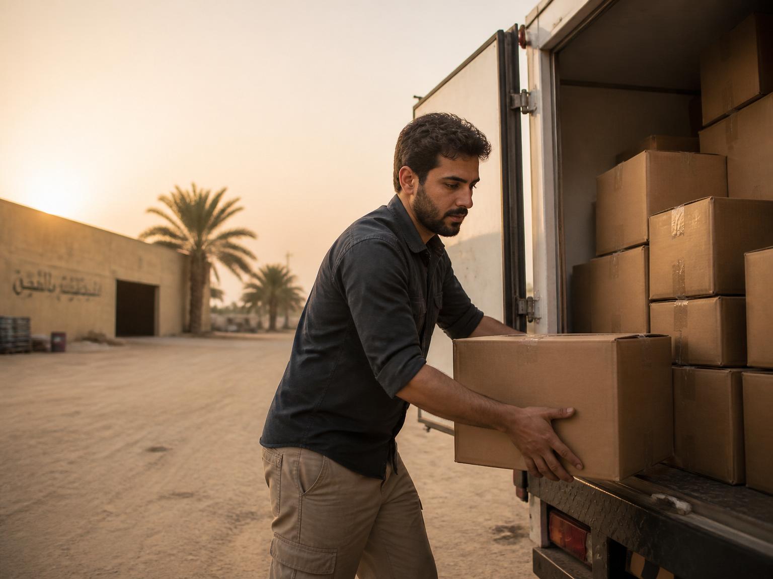 Gründer beim Verladen frischer Datteln